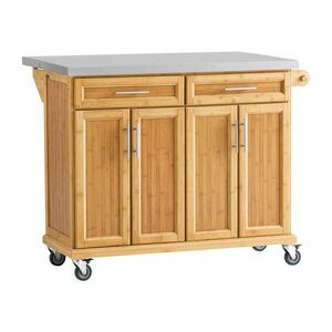 SoBuy ISOLA kuchynská skrinka s 2 zásuvkami Bamboo 115x71x92cm Funkčná vyobraziť
