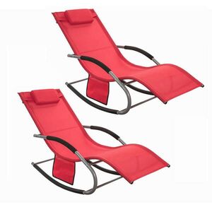 SoBuy SET 2 sedie a dondolo do záhrady, 2 kusy Červená 150x63x87cm Moderný vyobraziť