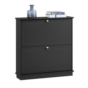 SoBuy MOBILE skriňa na topánky s 2 dverami Čierna 76x35x79cm Moderná vyobraziť