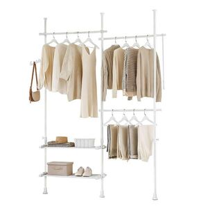 SoBuy APPENDIABITI na zem so 2 polícami Biela 62x75x200cm Minimalistický vyobraziť
