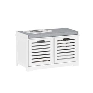 SoBuy BOTNÍK s lavicou s 2 zásuvkami Biela 71x35x43cm vyobraziť
