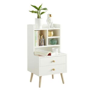 SoBuy NOČNÝ stolík s dvoma zásuvkami Biela 43x36x81cm Severský vyobraziť