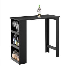 SoBuy BAROVÝ stôl s 2 policami Čierna 112x57x106cm Priemyselný vyobraziť