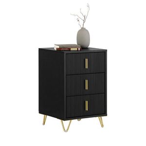 SoBuy COMODINO s tromi zásuvkami do spálne Čierna 40x36x63cm Moderný vyobraziť