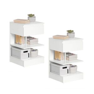 SoBuy SET 2 komód k posteli so zásuvkou Biela 39x39x65cm Minimalistický vyobraziť