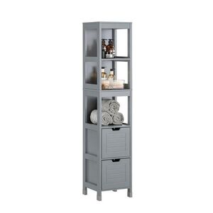 SoBuy MOBILNÝ alto bagno so 2 zásuvkami Sivá 30x30x144cm Moderný vyobraziť