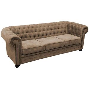 MID.YOU SEDAČKA CHESTERFIELD, drevo, textil, kompozitné drevo, svetlohnedá vyobraziť