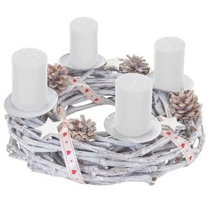 MCW ADVENTNÝ VENEC Z DREVA Ø 30 CM S SVIEČKAMI BIELY Biela vyobraziť