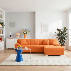 MID.YOU ROZKLADACIA ROHOVÁ SEDAČKA, textil, oranžová vyobraziť