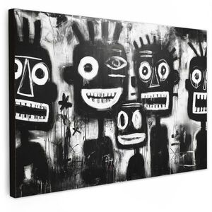 MuchoWow OBRAZ NA PLÁTNE Maľba - Postavy - čierna - abstraktná 90x60 cm vyobraziť