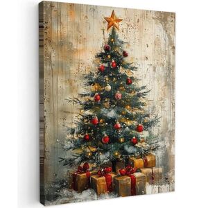 MuchoWow OBRAZ NA PLÁTNE Vianočný stromček - Vintage - Vianoce - Darček 60x80 cm vyobraziť