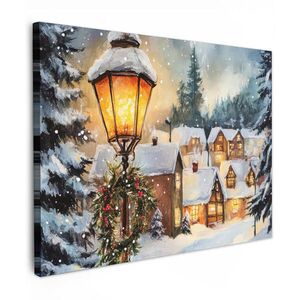 MuchoWow OBRAZ NA PLÁTNE Vianočná dedina - Domy - Sneh - Vianoce 80x60 cm vyobraziť