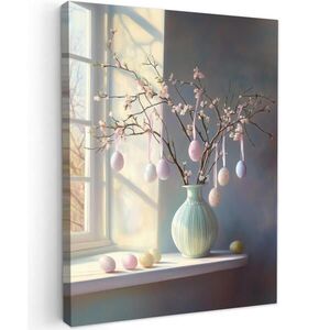 MuchoWow OBRAZ NA PLÁTNE Zátišie - Váza - Veľkonočná vetva 60x80 cm vyobraziť