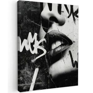MuchoWow OBRAZ NA PLÁTNE Tvár - Ústa - Graffiti - Čierna 30x40 cm vyobraziť