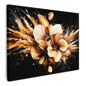 MuchoWow OBRAZ NA PLÁTNE Kvety - zlaté - graffiti - čierne - abstraktné 40x30 cm vyobraziť