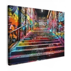 MuchoWow OBRAZ NA PLÁTNE Schody - Graffiti - Farby - Umenie 80x60 cm vyobraziť
