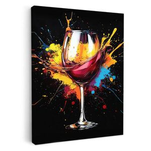 MuchoWow OBRAZ NA PLÁTNE Víno - sklo - graffiti - nápoj - červená - farba 30x40 cm vyobraziť