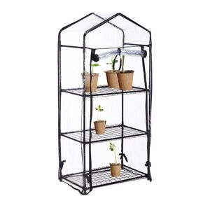 Relaxdays SKLENÍK Čierny Priehľadný 3 úrovne PVC 126 cm vyobraziť