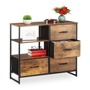 Relaxdays KOMODA tmavohnedá čierna 4 zásuvky industriálny 84 cm vyobraziť