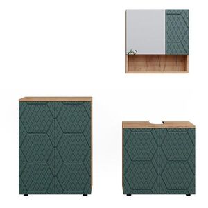 Vicco SÚPRAVA KÚPEĽŇOVÉHO NÁBYTKU Irma, zelená/Dub Goldkraft, 3-dielna vyobraziť