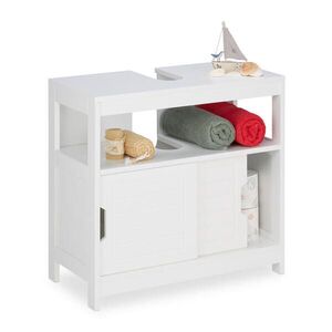 Relaxdays SKRINKA POD UMÝVADLO Biela MDF posuvné dvierka 60 cm vyobraziť