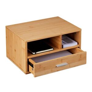 Relaxdays ORGANIZÉR Prírodný bambus so zásuvkou 22x40x31 cm vyobraziť