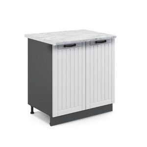 Vicco KUCHYNSKÁ SPODNÁ SKRINKA Fame-Line, Biely vidiecky dom/antracitová, 80 cm Marmori työtaso vyobraziť
