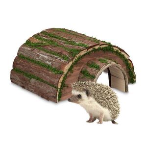 Relaxdays DOMČEK Prírodný pre ježka drevo mach vyobraziť