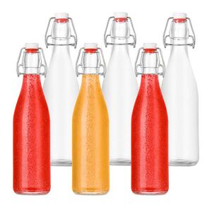 Relaxdays FĽAŠE Transparentné 6-dielna-sada sklenené patentný uzáver 500 ml vyobraziť