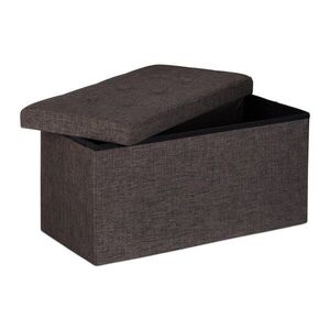 Relaxdays LAVICA Hnedá s úložným priestorom skladacia ľan 76 cm vyobraziť