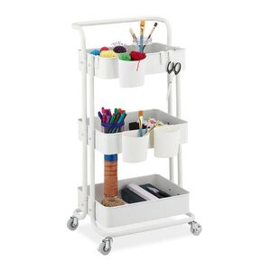 Relaxdays VOZÍK Biely kovový 3 úrovne 86 cm vyobraziť