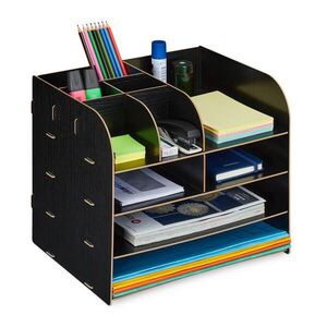 Relaxdays ORGANIZÉR Čierny MDF 10 priehradiek 27, 5 cm vyobraziť
