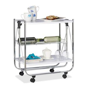 Relaxdays VOZÍK Biely servírovací skladací kovový 68, 5 cm vyobraziť