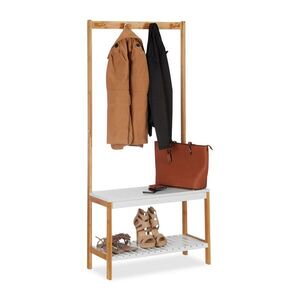 Relaxdays VEŠIAK prírodná biela so stojanom na topánky bambus 150 cm vyobraziť