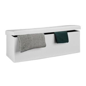 Relaxdays LAVICA Biela skladacia úložný priestor ľanová 114 cm vyobraziť