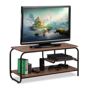 Relaxdays STOLÍK pod TV Hnedá Čierna industriálny štýl s policou 90x35 cm vyobraziť