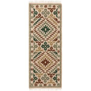 benuta RUČNÝ tkaný kilim Zohra Zelená 80x200 cm vyobraziť
