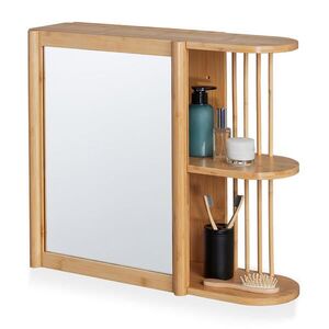 Relaxdays POLICA Prírodná bambus so zrkadlom 53 cm vyobraziť