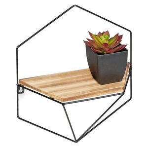 Relaxdays POLICA Čierna Hnedá kov MDF šesťuholník 35x31x13, 5 cm vyobraziť