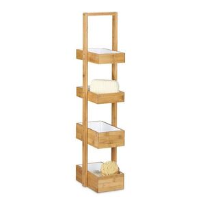 Relaxdays REGÁL Prírodný bambus 4 police 88, 5 cm vyobraziť