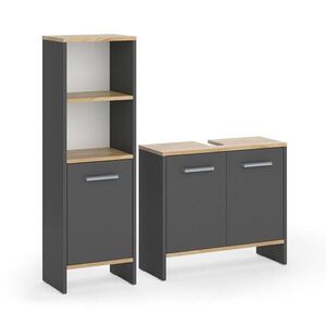 Vicco SÚPRAVA KÚPEĽŇOVÉHO NÁBYTKU Karli, antracitová/Dub Goldkraft, 2-dielna vyobraziť