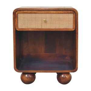 Artisan Furniture NOČNÝ stolík Chestnut Open Woven, 1 zásuvka a otvorená priehradka, tmavohnedý vyobraziť