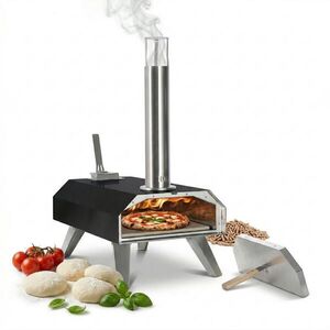 Relaxdays PEC Čierna Strieborná Prírodná na pizzu na pelety s pizza kameňom vyobraziť