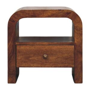 Artisan Furniture NOČNÝ STOLÍK z masívneho dreva Darcy gaštanovo hnedý, 1 zásuvka a otvorená polica, tmavo hnedý vyobraziť