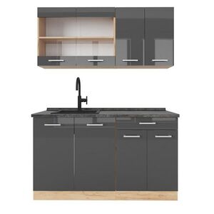 Vicco JEDNOLÔŽKOVÁ KUCHYŇA R-Line Antracit vysoký lesk/dub Goldkraft 140 cm , AP Antracit vyobraziť