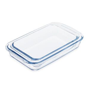 Relaxdays ZAPEKACIA-MISA Transparentná 2-dielny-set borosilikátové sklo 26x15 cm vyobraziť