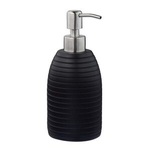 Relaxdays DÁVKOVAČ na mydlo Čierny polyresin vrúbkovaný nerezová pumpička 300 ml vyobraziť