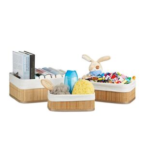 Relaxdays KOŠ Prírodná bambus 3-dielny-set obdĺžnikový vyobraziť