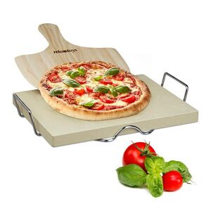 Relaxdays KAMEŇ Béžový na pizzu 3-dielna súprava kordierit 38x30 cm vyobraziť