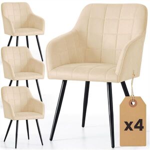 RAUMHIRSCH FURNITURE ČALÚNENÉ STOLIČKY, sada 4 ks, kovové nohy, béžová, čierna 54/82/58 vyobraziť